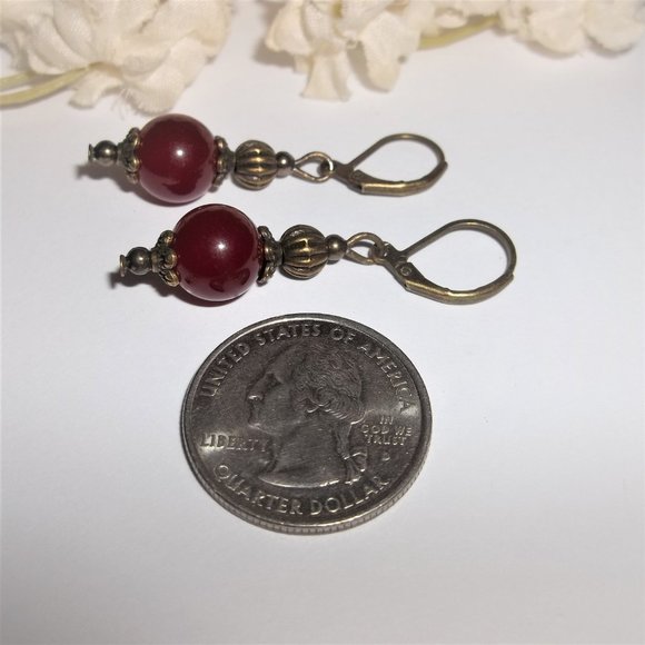 Maroon Earring, Earring Set, Dangle Earring, Drop Earring, Earring, Earring 8267 - Picture 5 of 8